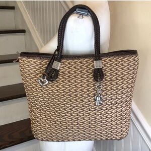 New without tags Brighton Woven Straw with Leather braided strap handbag/purse